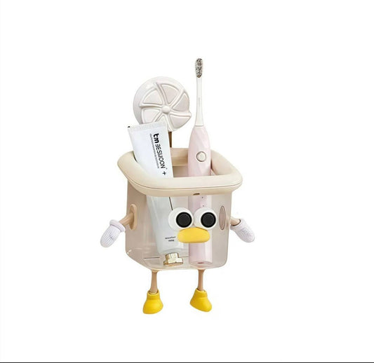 Creative Toothbrush Holder Rack Transparent Wall-mounted Bathroom Storage Organizer Box Suction Cup Space Saving